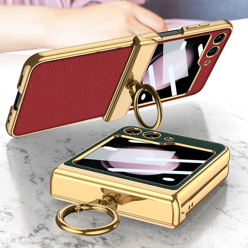 GKK pro Samsung Galaxy Z Flip5 5G pouzdro kožené pouzdro na počítač s magnetickým pantem na telefon s malou fólií GKK pro Samsung Galaxy Z Flip5 5G pouzdro kožené pouzdro na počítač s magnetickým pantem na telefon s malou fólií